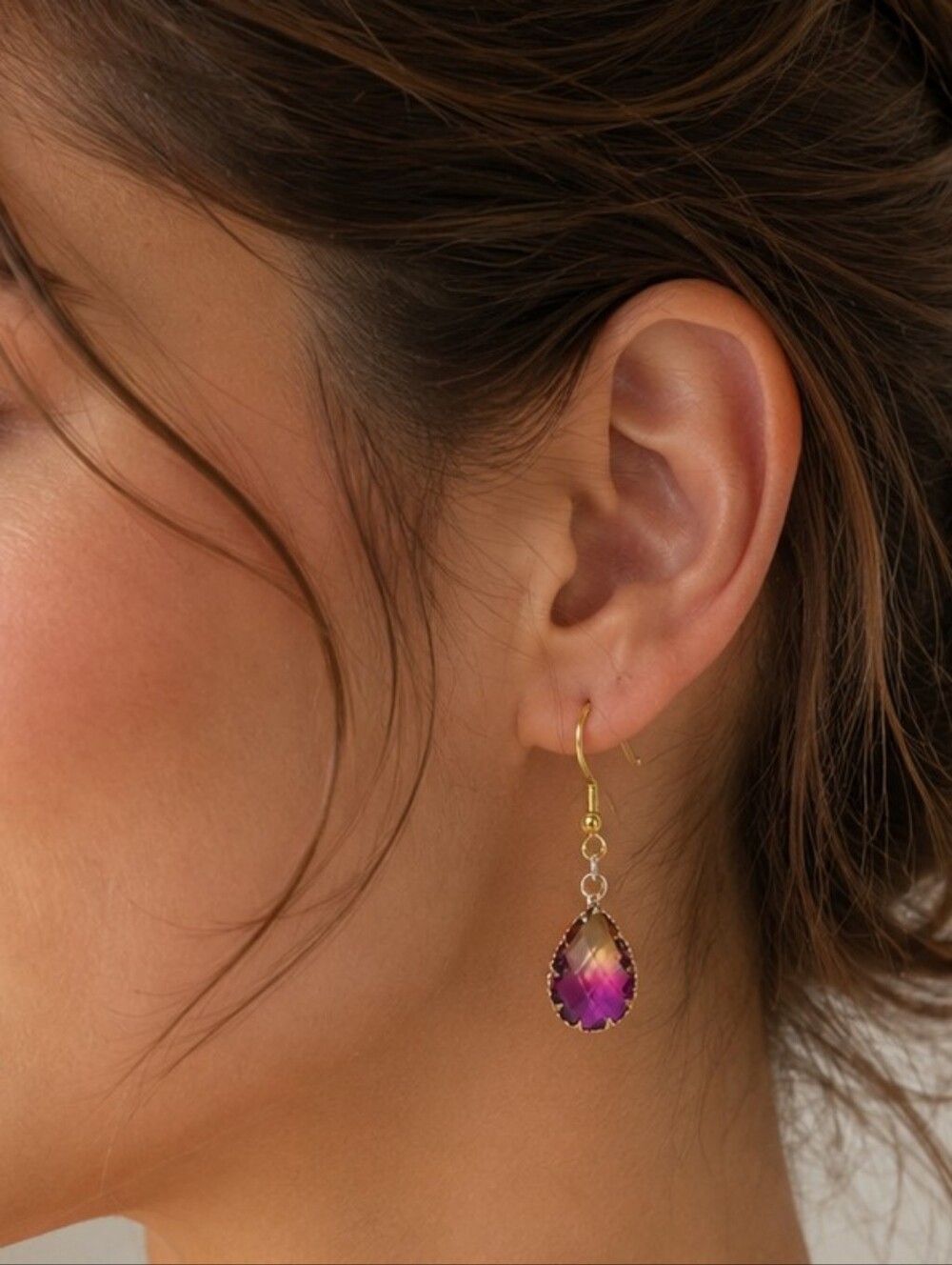 Handcrafted Elegant Ombre Glass Teardrop Earrings